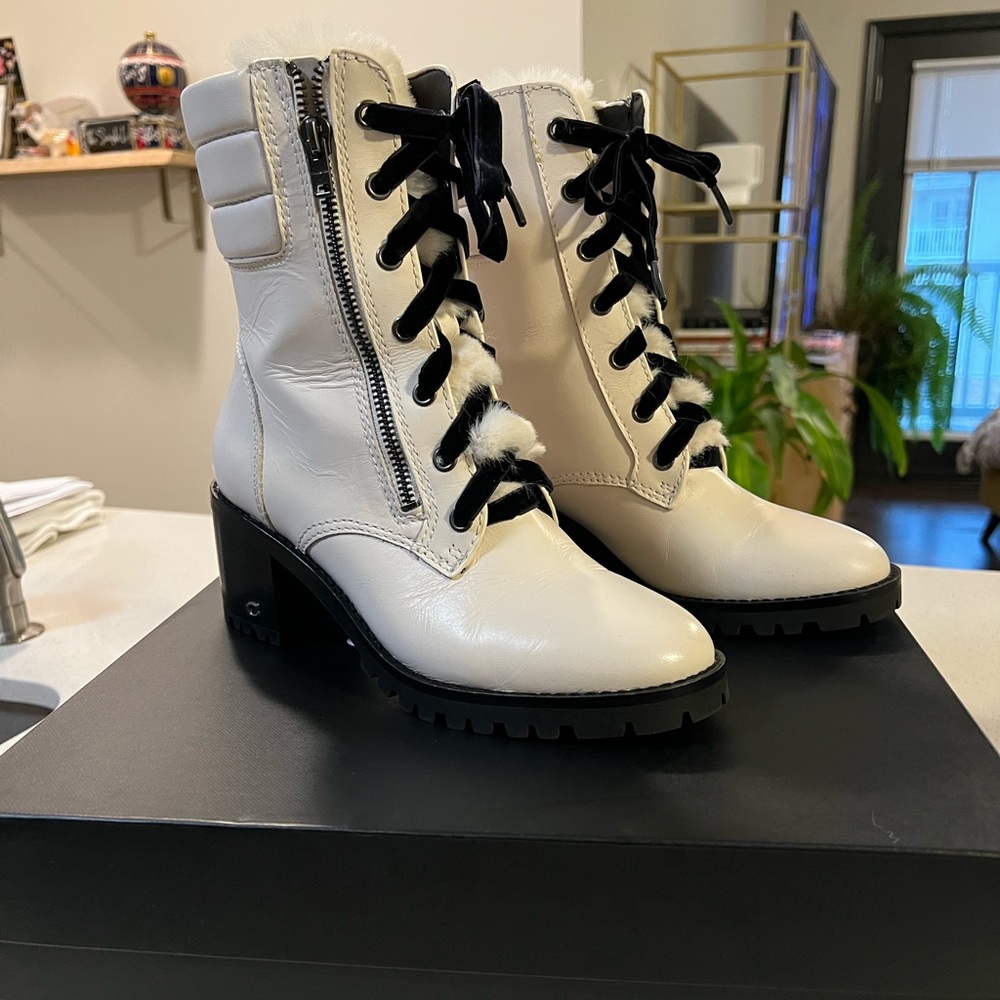 Coach white leather boots, so comfy!